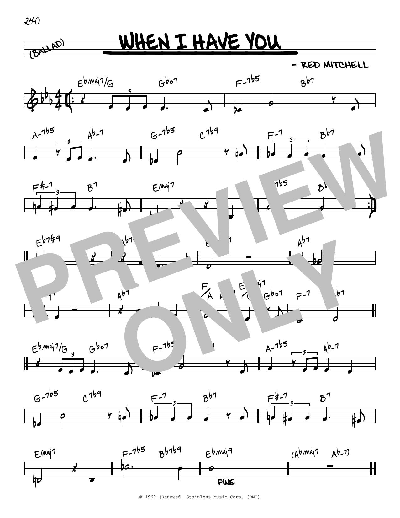 Red Mitchell When I Have You sheet music notes and chords arranged for Real Book – Melody & Chords