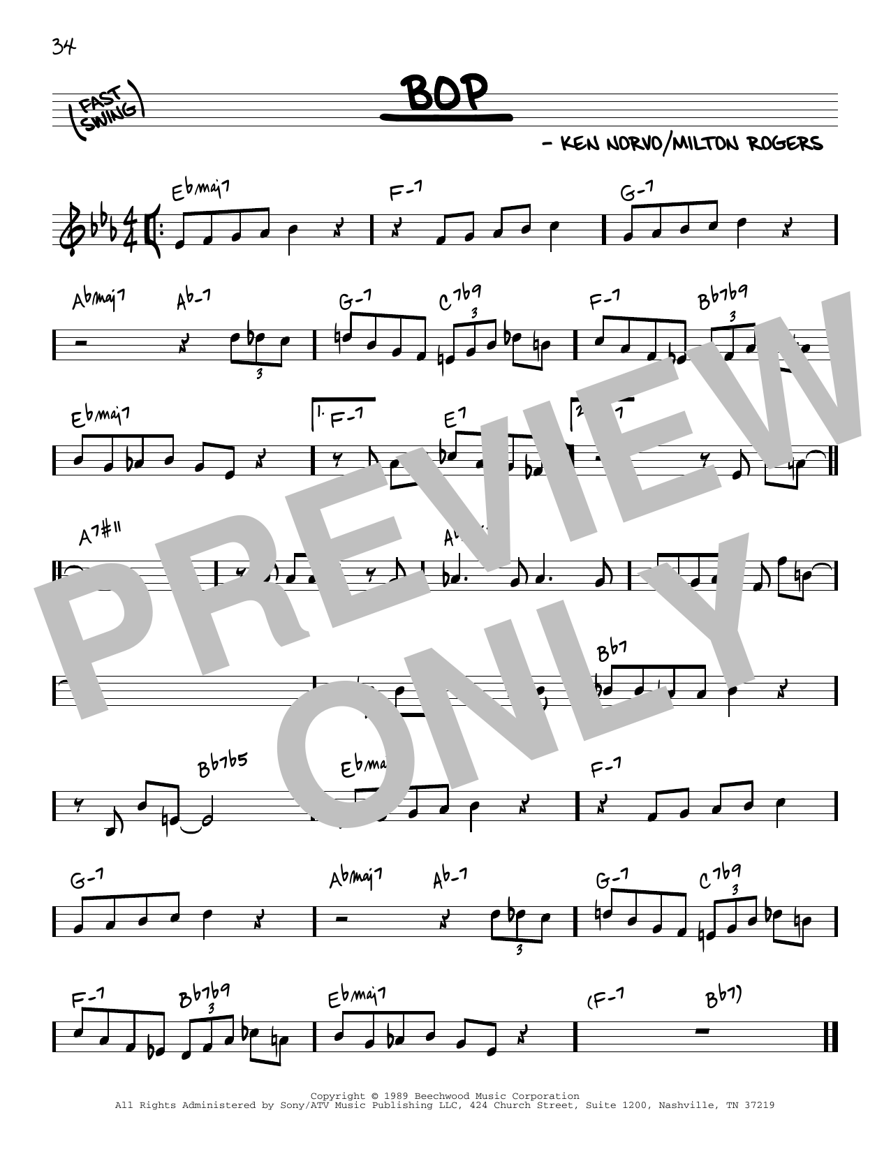 Red Norvo Bop sheet music notes and chords arranged for Real Book – Melody & Chords