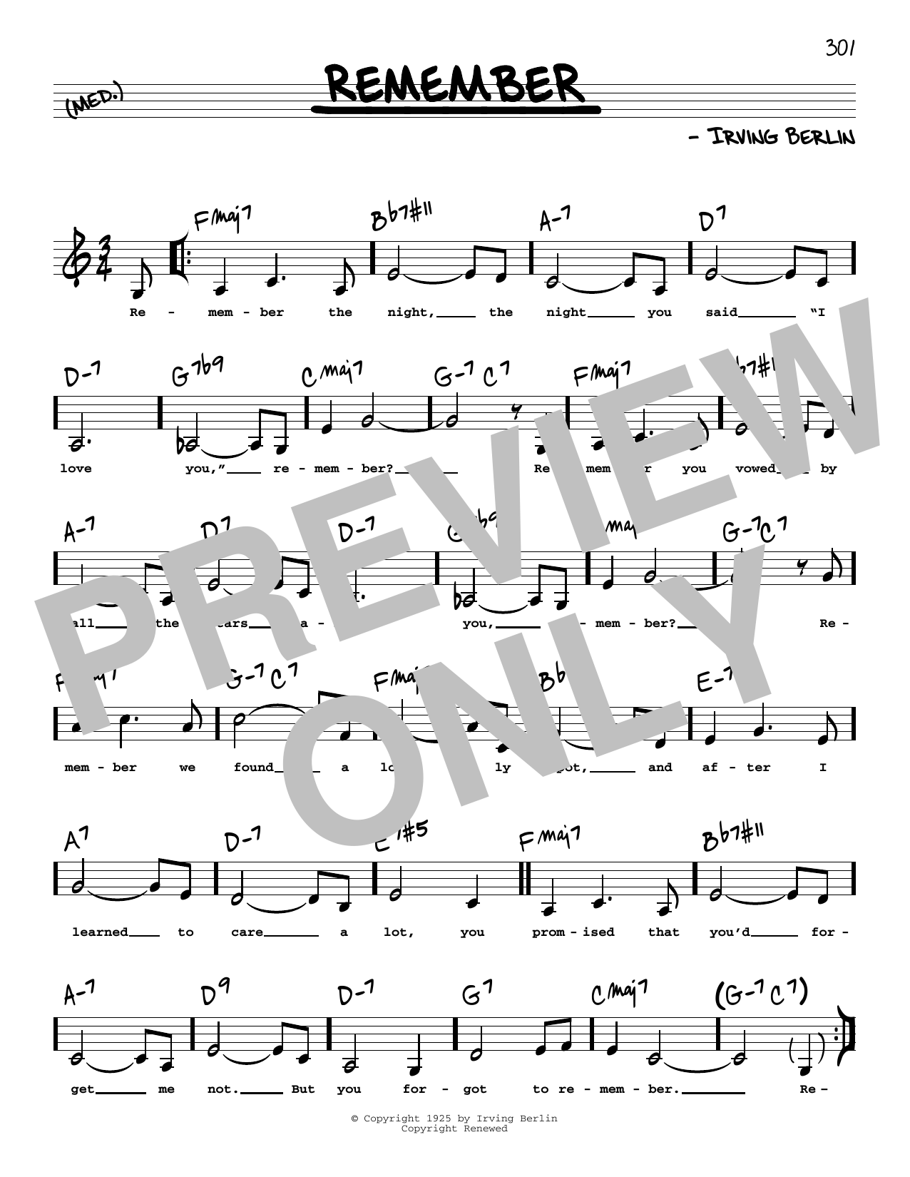 Red Norvo Remember (Low Voice) sheet music notes and chords arranged for Real Book – Melody, Lyrics & Chords