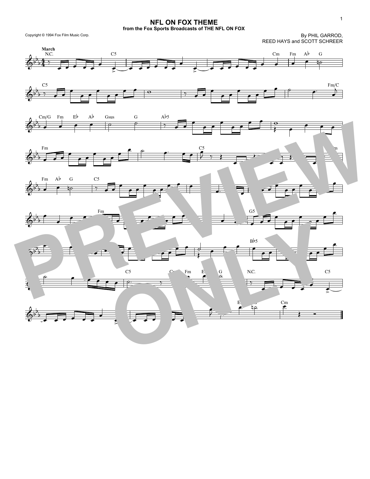 Reed Hays NFL On Fox Theme sheet music notes and chords arranged for Lead Sheet / Fake Book