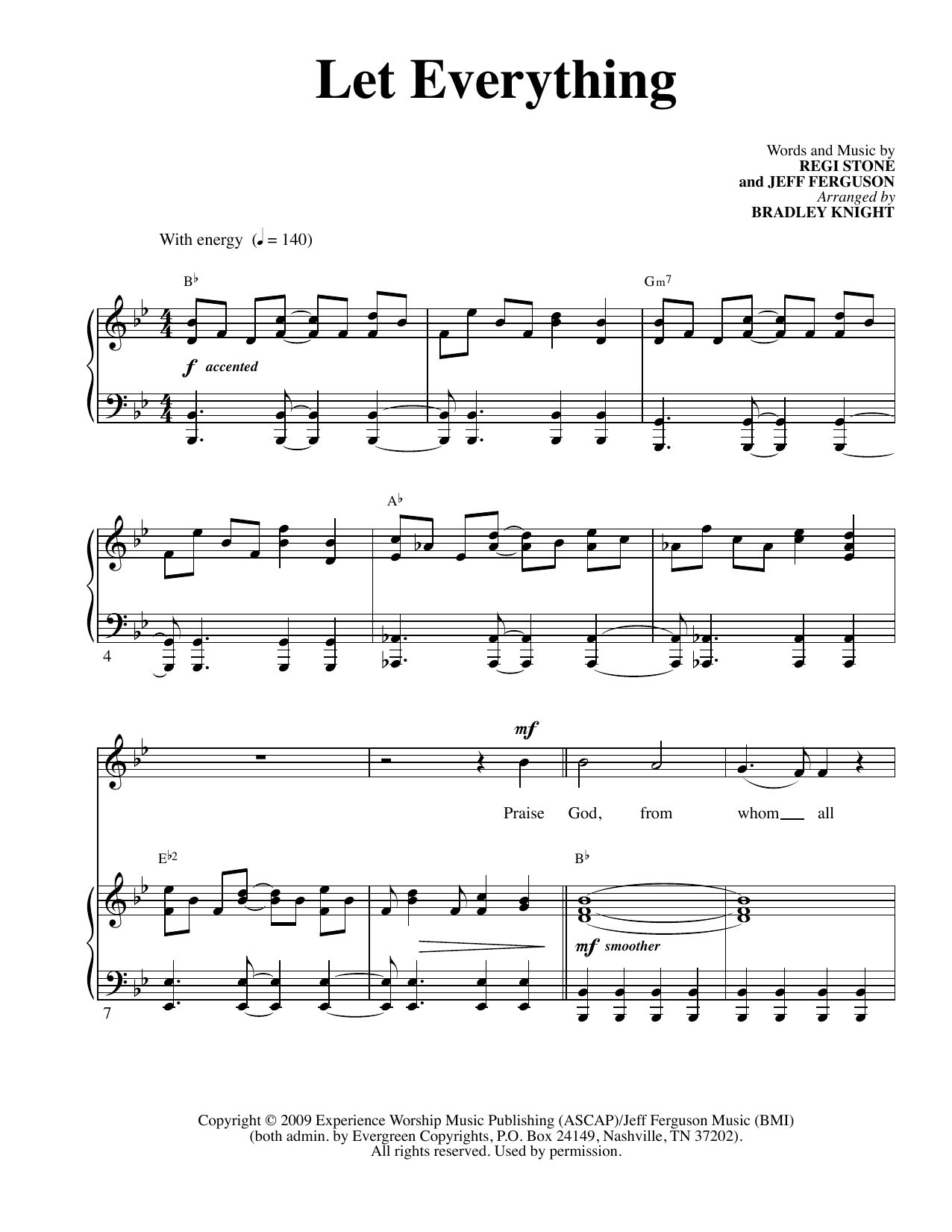 Regi Stone and Jeff Ferguson Let Everything (arr. Bradley Knight) sheet music notes and chords arranged for SATB Choir