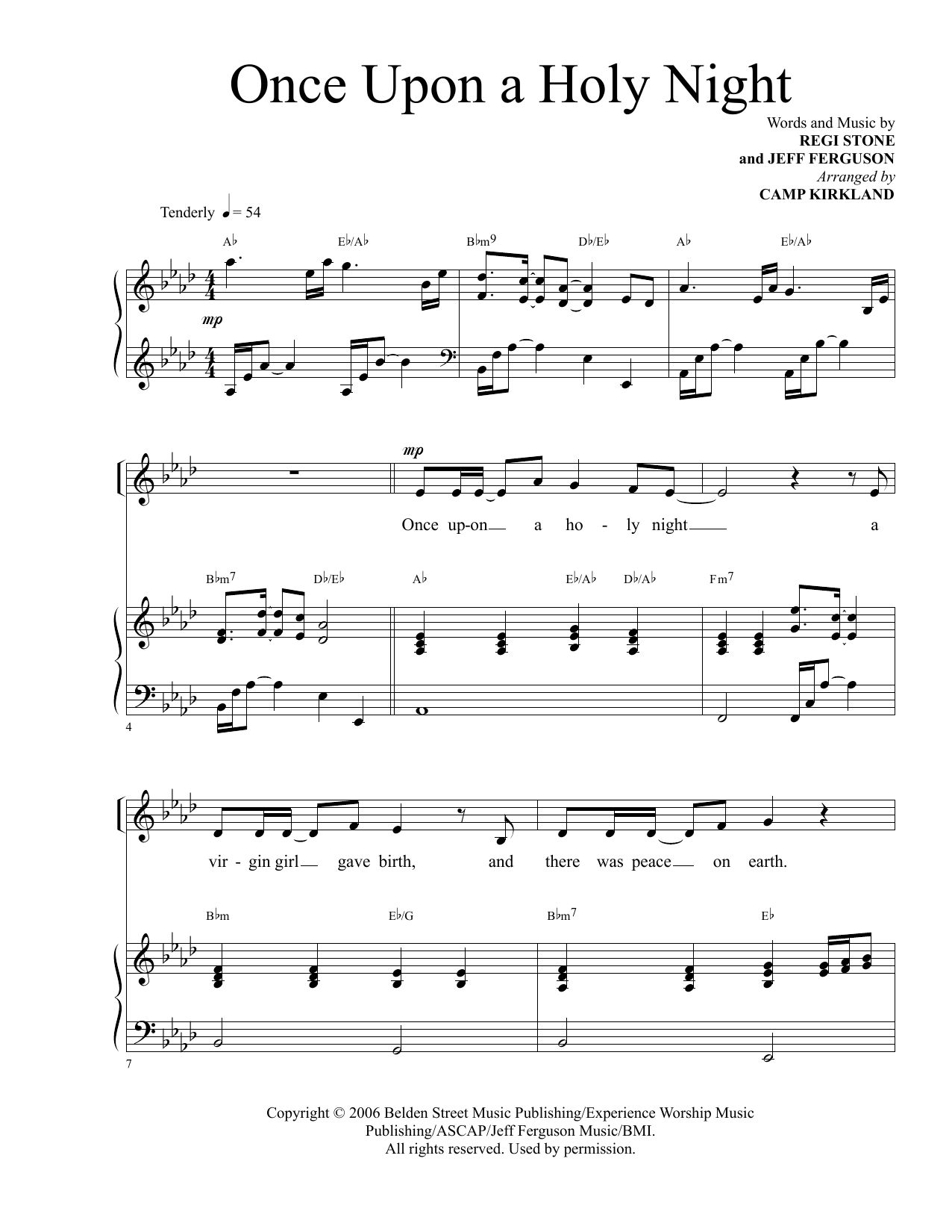 Regi Stone and Jeff Ferguson Once Upon A Holy Night (arr. Camp Kirkland) sheet music notes and chords arranged for Piano & Vocal