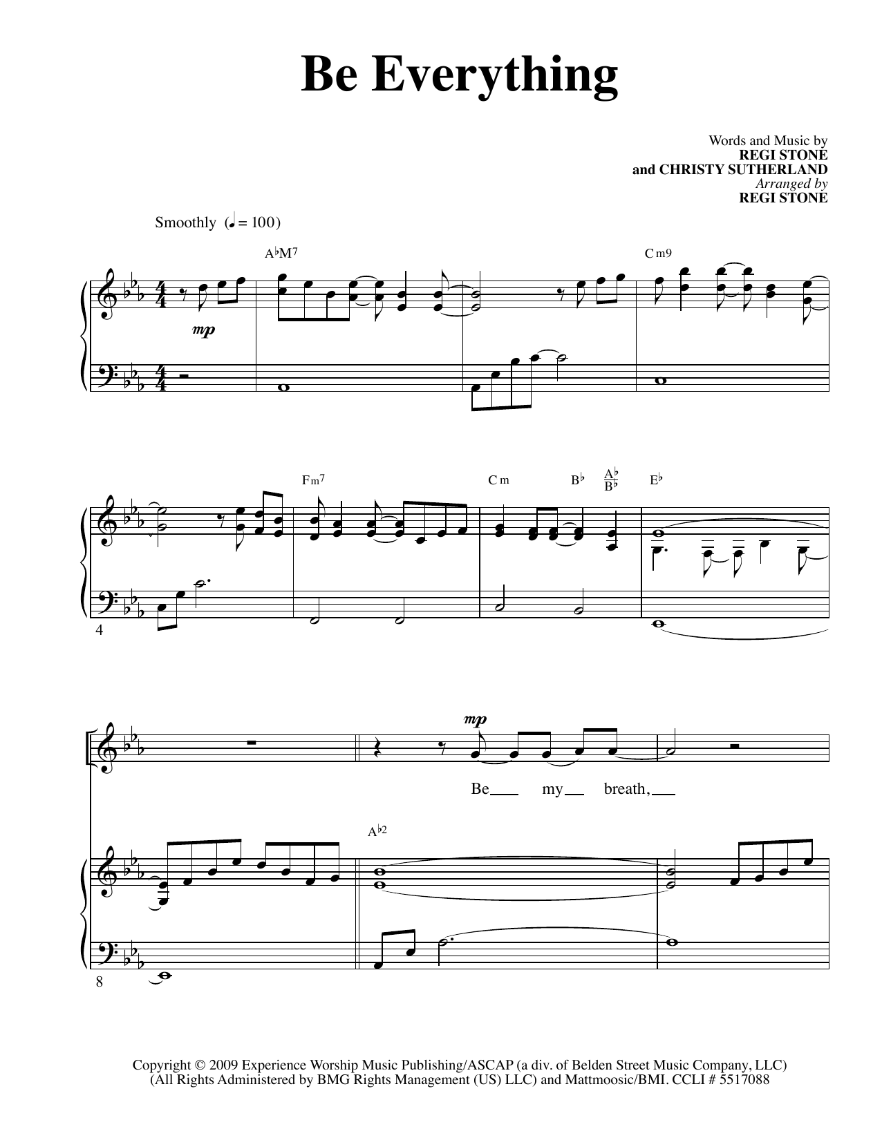 Regi Stone Be Everything sheet music notes and chords arranged for Piano & Vocal
