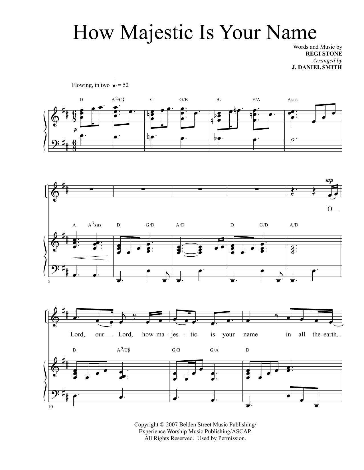 Regi Stone How Majestic Is Your Name (arr. J. Daniel Smith) sheet music notes and chords arranged for Piano & Vocal