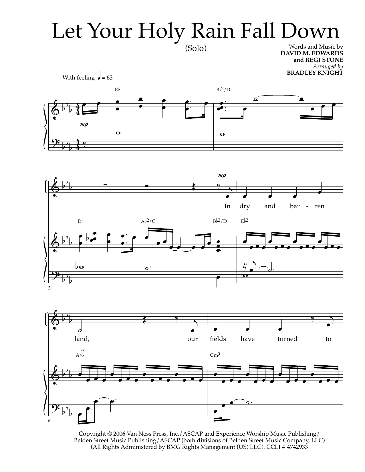 Regi Stone Let Your Holy Rain Fall Down sheet music notes and chords arranged for Piano & Vocal