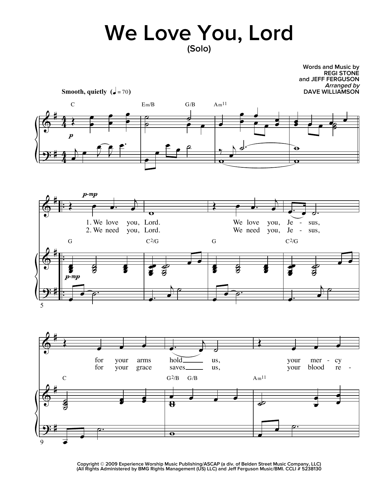 Regi Stone We Love You Lord sheet music notes and chords arranged for SATB Choir