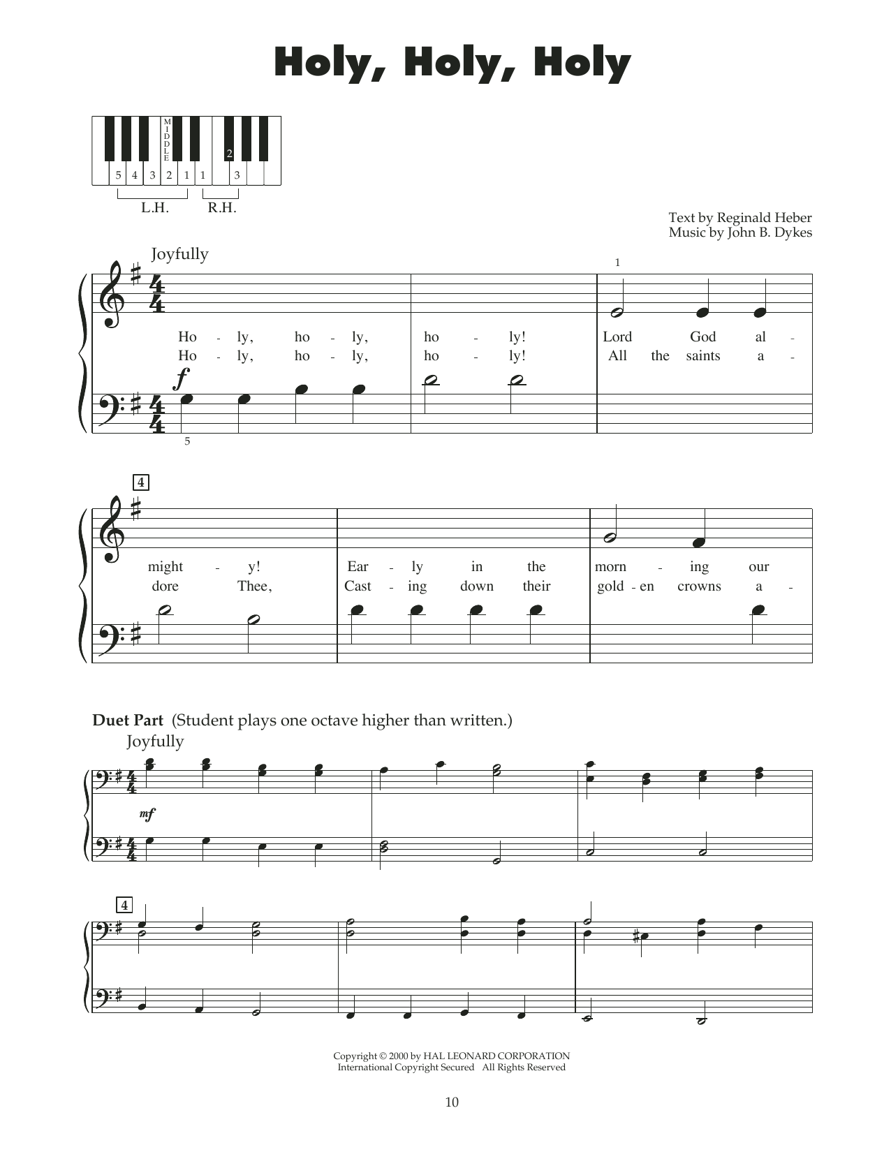 Reginald Heber Holy, Holy, Holy (arr. Carol Klose) sheet music notes and chords arranged for 5-Finger Piano