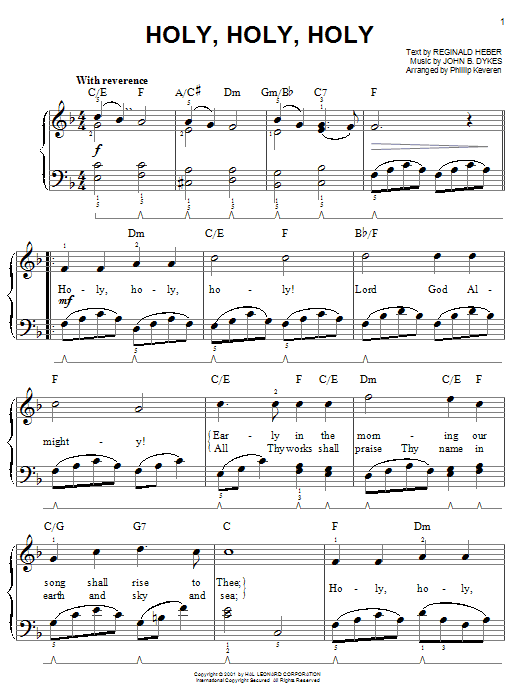Reginald Heber Holy, Holy, Holy (arr. Phillip Keveren) sheet music notes and chords arranged for Easy Piano