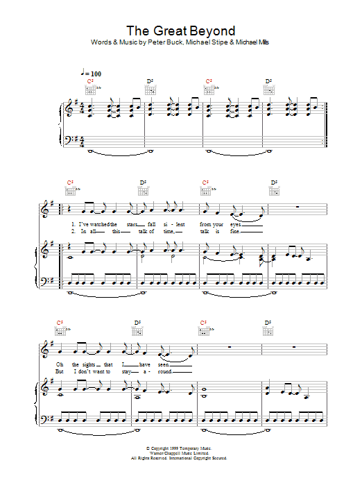 R.E.M. The Great Beyond sheet music notes and chords arranged for Guitar Chords/Lyrics