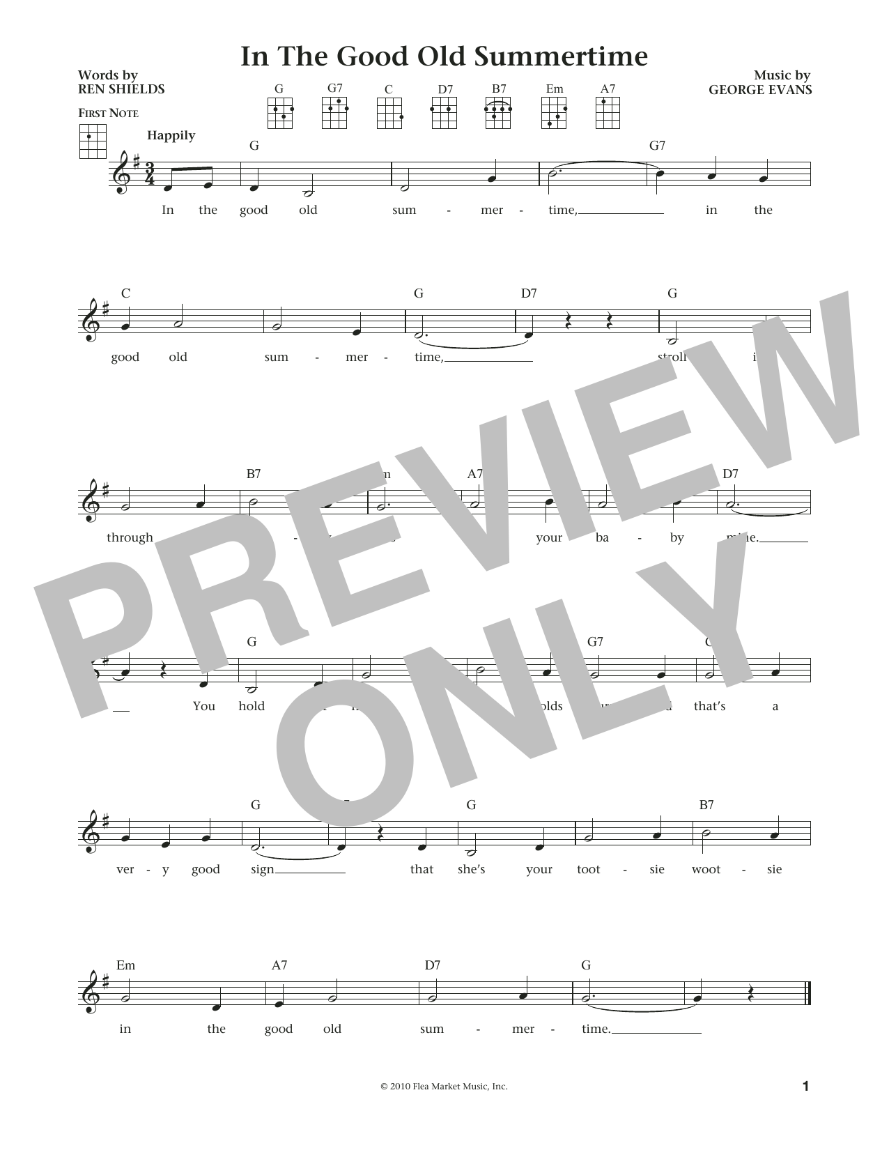 Ren Shields In The Good Old Summertime (from The Daily Ukulele) (arr. Liz and Jim Beloff) sheet music notes and chords arranged for Ukulele