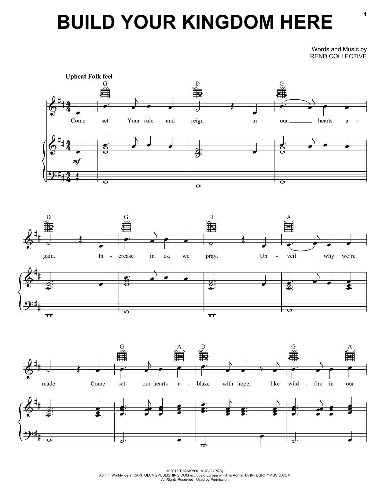 Rend Collective Build Your Kingdom Here sheet music notes and chords arranged for Ukulele
