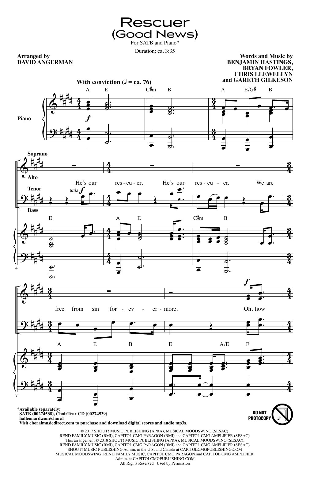 Rend Collective Rescuer (Good News) (arr. David Angerman) sheet music notes and chords arranged for SATB Choir