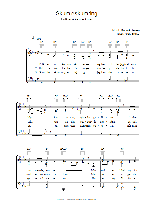 Rene A. Jensen Skumleskumring sheet music notes and chords arranged for Piano, Vocal & Guitar Chords