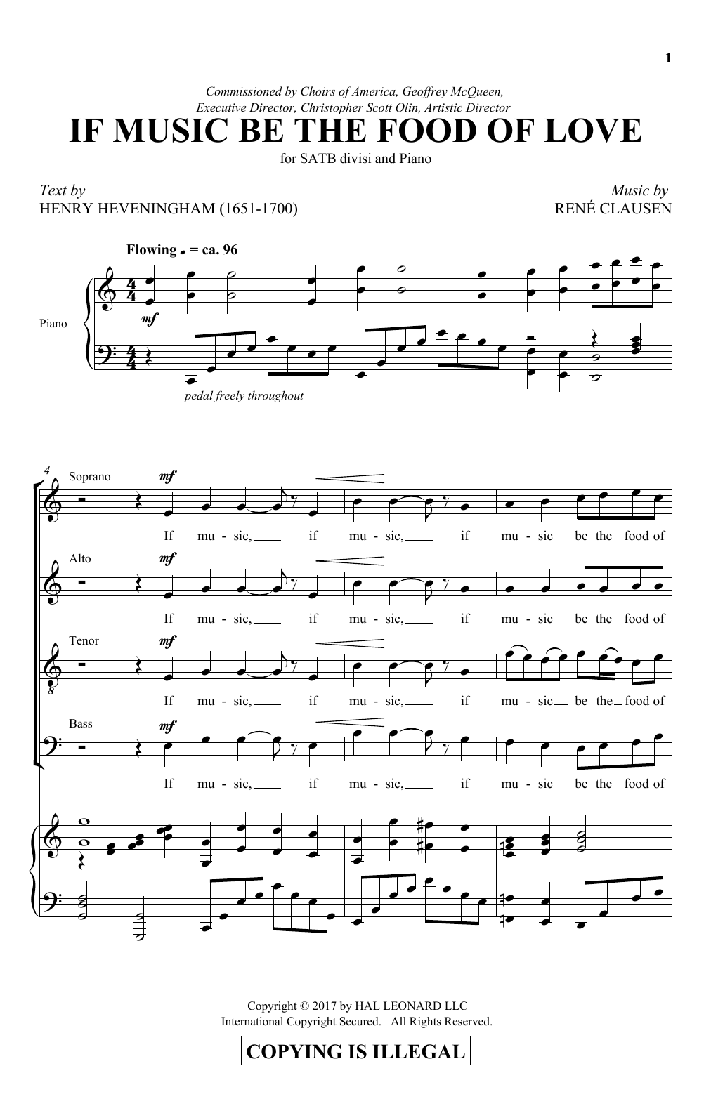 Rene Clausen If Music Be The Food Of Love sheet music notes and chords arranged for SATB Choir
