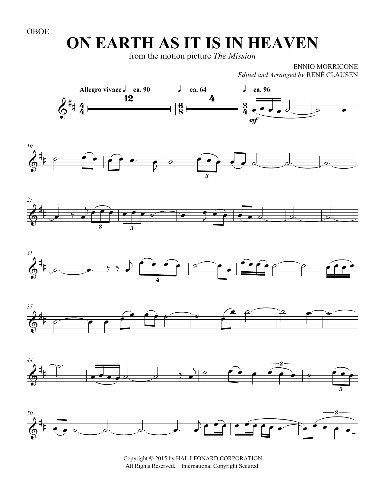 Rene Clausen On Earth As It Is In Heaven - Oboe sheet music notes and chords. Download Printable PDF.
