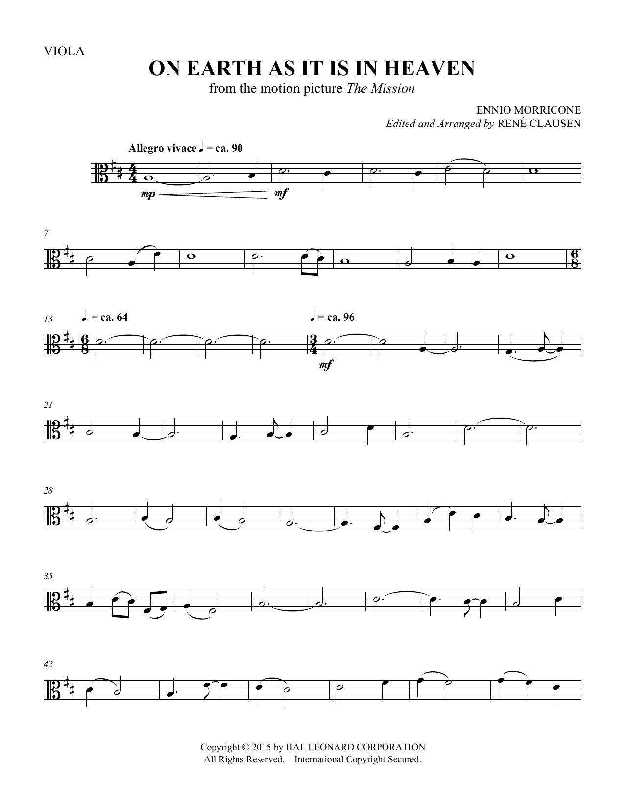 Rene Clausen On Earth As It Is In Heaven - Viola sheet music notes and chords. Download Printable PDF.