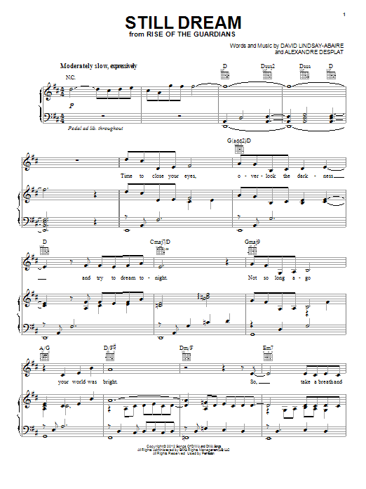 Renee Fleming Still Dream sheet music notes and chords arranged for Piano, Vocal & Guitar Chords (Right-Hand Melody)