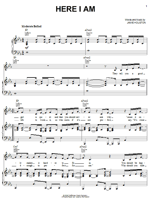 Renee Sandstrom Here I Am sheet music notes and chords arranged for Easy Piano