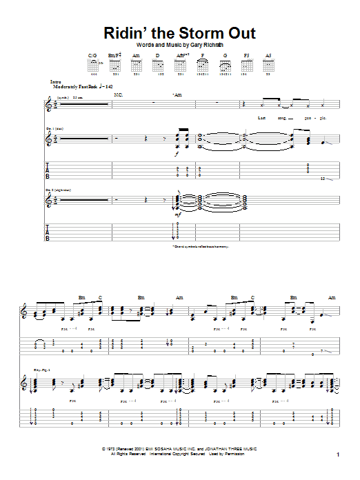 REO Speedwagon Ridin' The Storm Out sheet music notes and chords arranged for Bass Guitar Tab