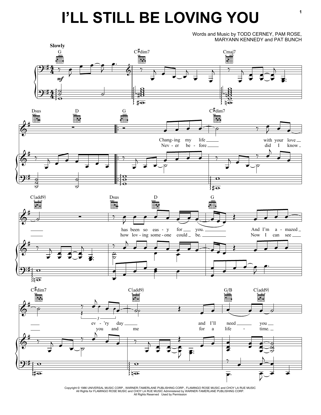 Restless Heart I'll Still Be Loving You sheet music notes and chords arranged for Real Book – Melody, Lyrics & Chords