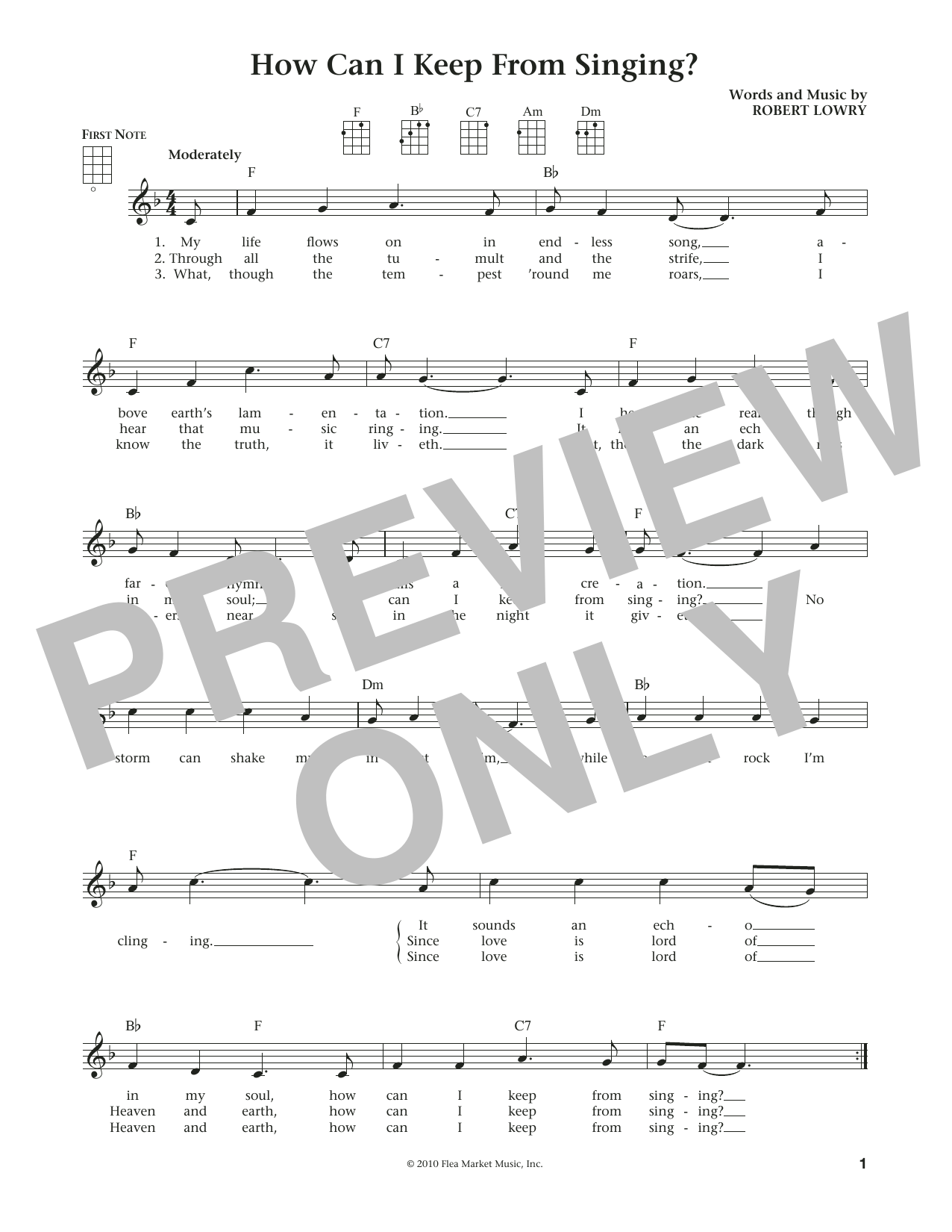 Rev. Robert Lowry How Can I Keep From Singing (from The Daily Ukulele) (arr. Liz and Jim Beloff) sheet music notes and chords arranged for Ukulele