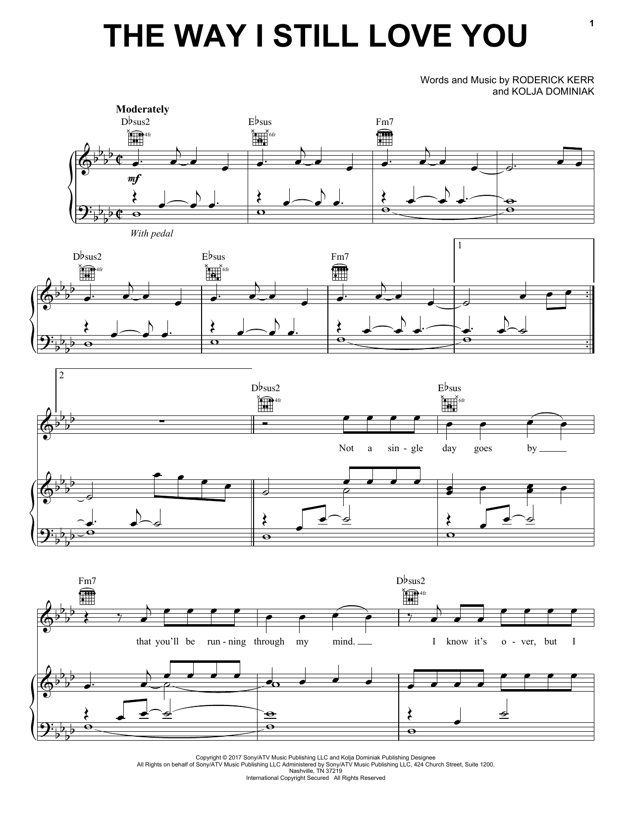 Reynard Silva The Way I Still Love You sheet music notes and chords arranged for Piano, Vocal & Guitar Chords (Right-Hand Melody)