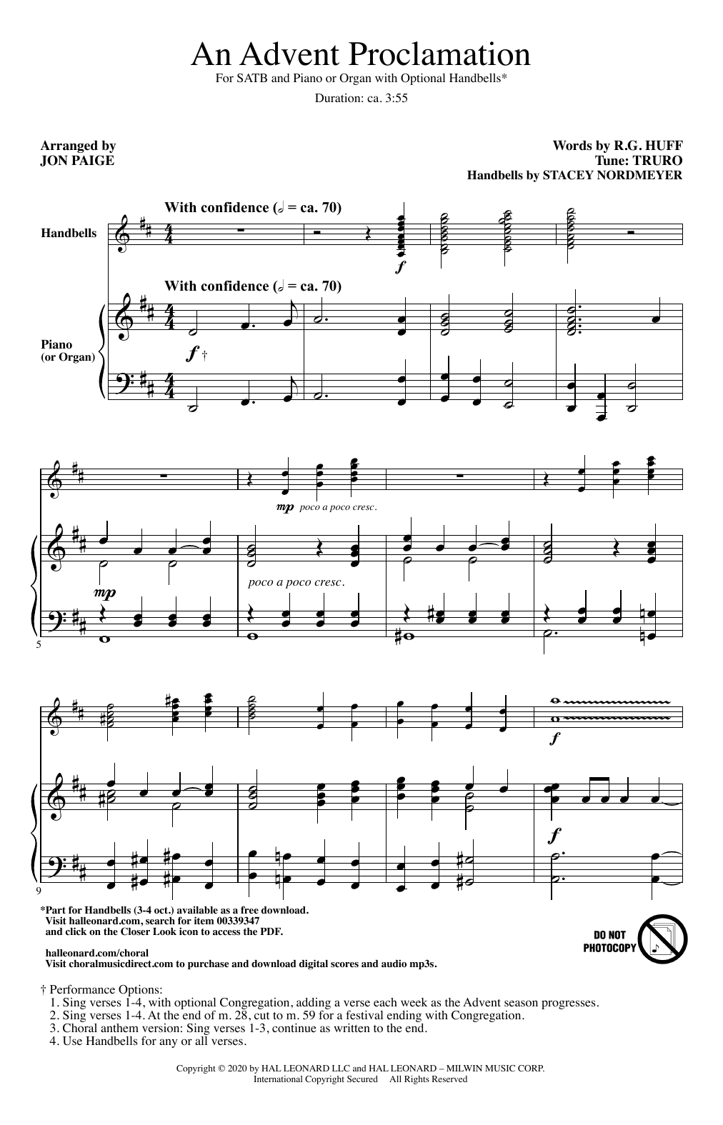 R.G. Huff An Advent Proclamation (arr. Jon Paige) sheet music notes and chords arranged for SATB Choir