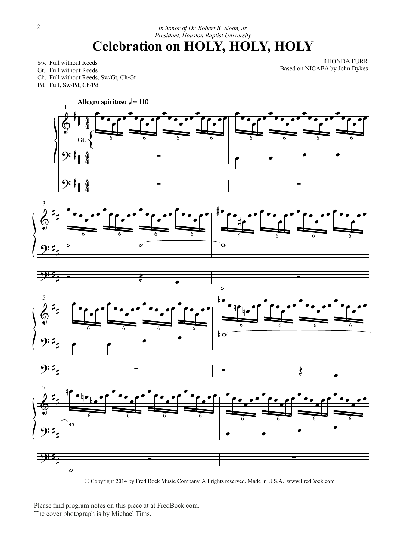 Rhonda Furr Celebration On Holy, Holy, Holy sheet music notes and chords arranged for Organ