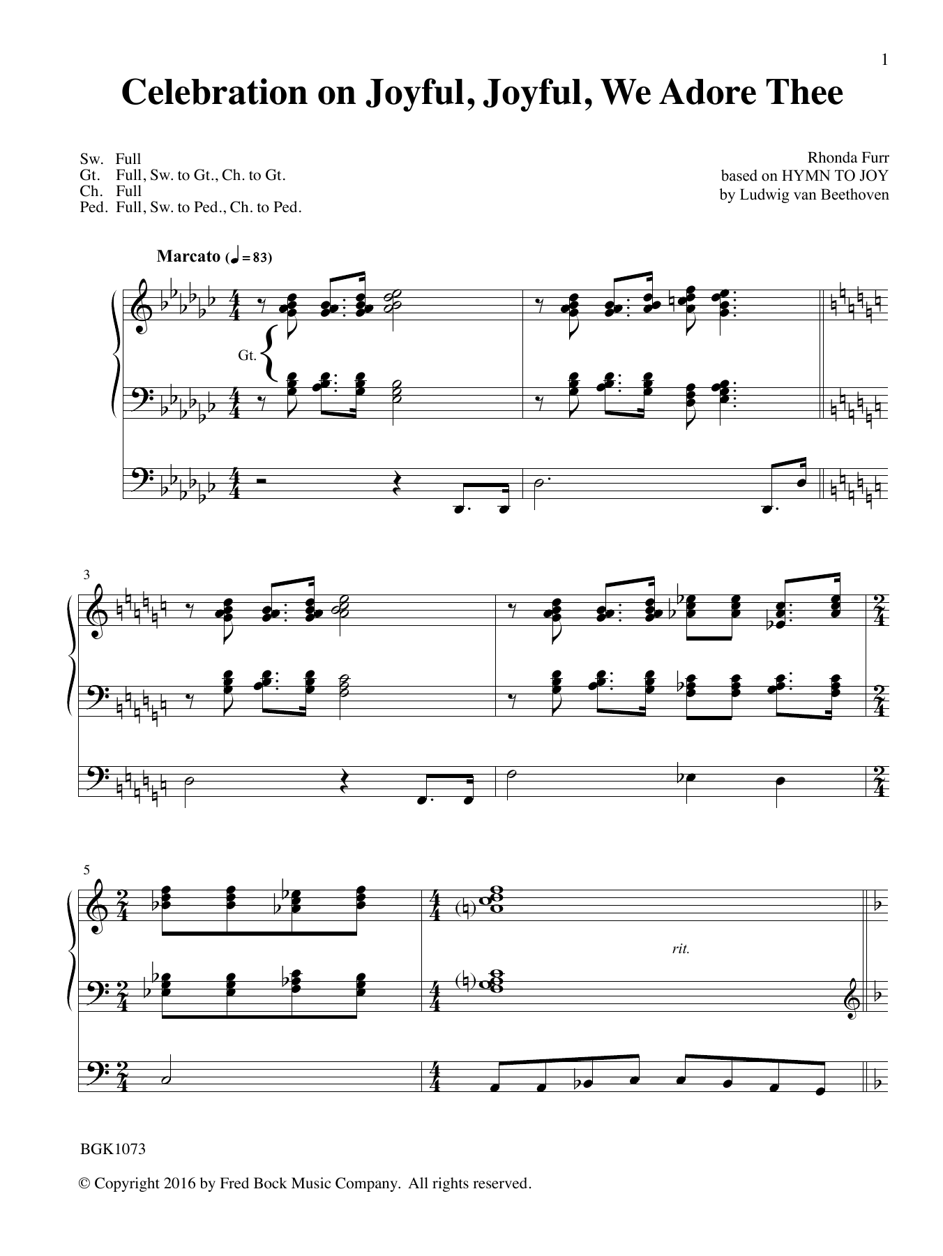 Rhonda Furr Celebration on Joyful, Joful We Adore Thee sheet music notes and chords arranged for Organ