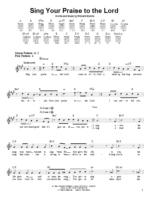 Rich Mullins Sing Your Praise To The Lord sheet music notes and chords arranged for Pro Vocal