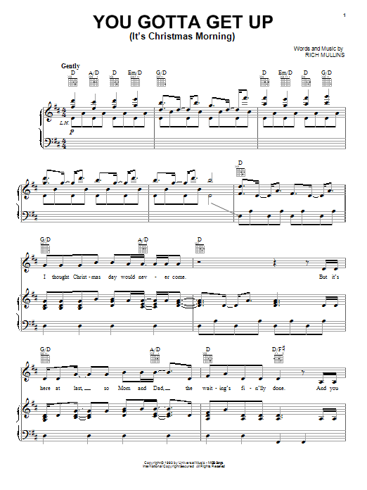 Rich Mullins You Gotta Get Up (It's Christmas Morning) sheet music notes and chords arranged for Piano, Vocal & Guitar Chords (Right-Hand Melody)