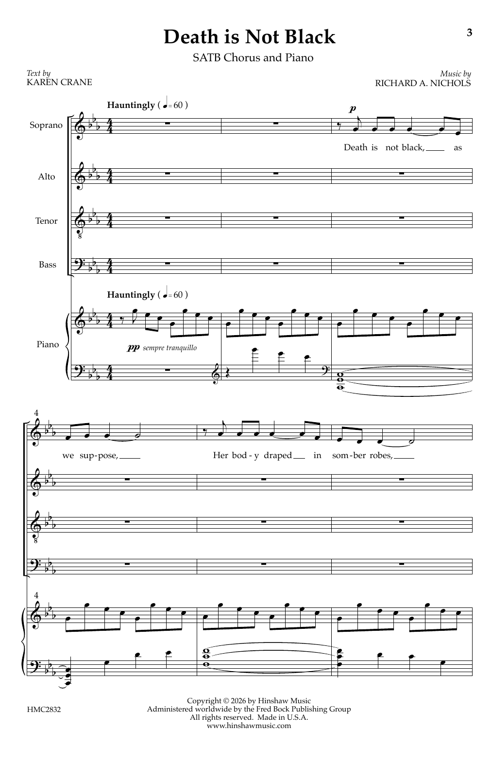 Richard A. Nichols Death Is Not Black sheet music notes and chords arranged for SATB Choir
