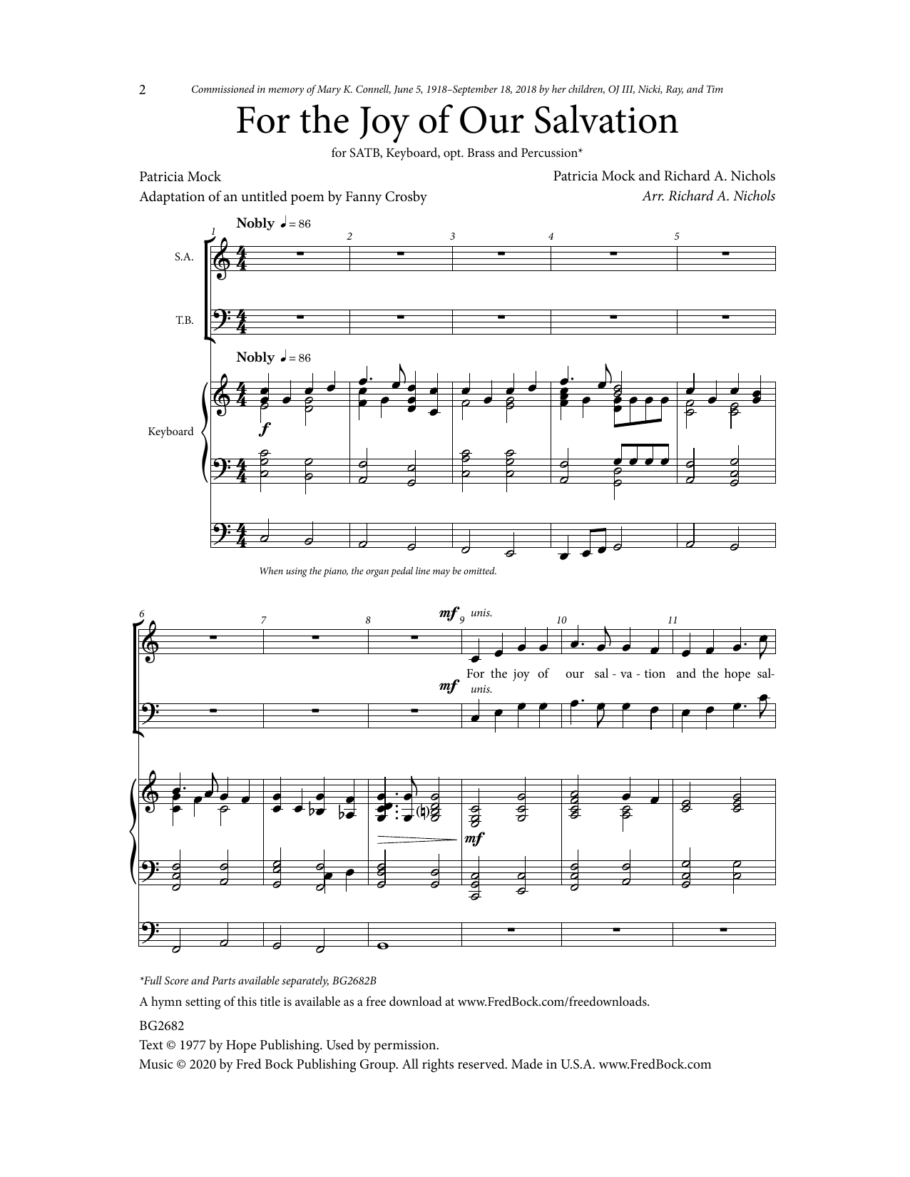 Richard A. Nichols For The Joy Of Our Salvation sheet music notes and chords arranged for SATB Choir