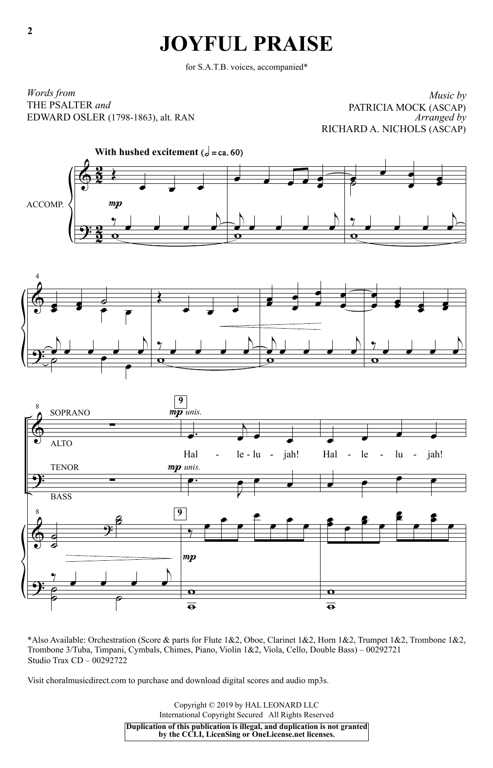 Richard A. Nichols Joyful Praise sheet music notes and chords arranged for SATB Choir