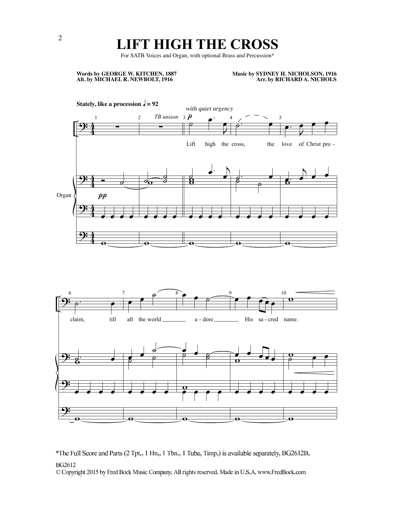 Richard A. Nichols Lift High The Cross sheet music notes and chords arranged for SATB Choir