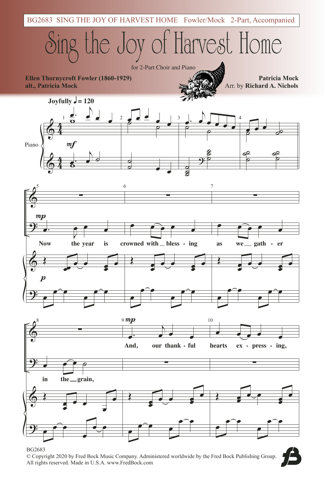 Richard A. Nichols Sing The Joy Of Harvest Home sheet music notes and chords arranged for 2-Part Choir