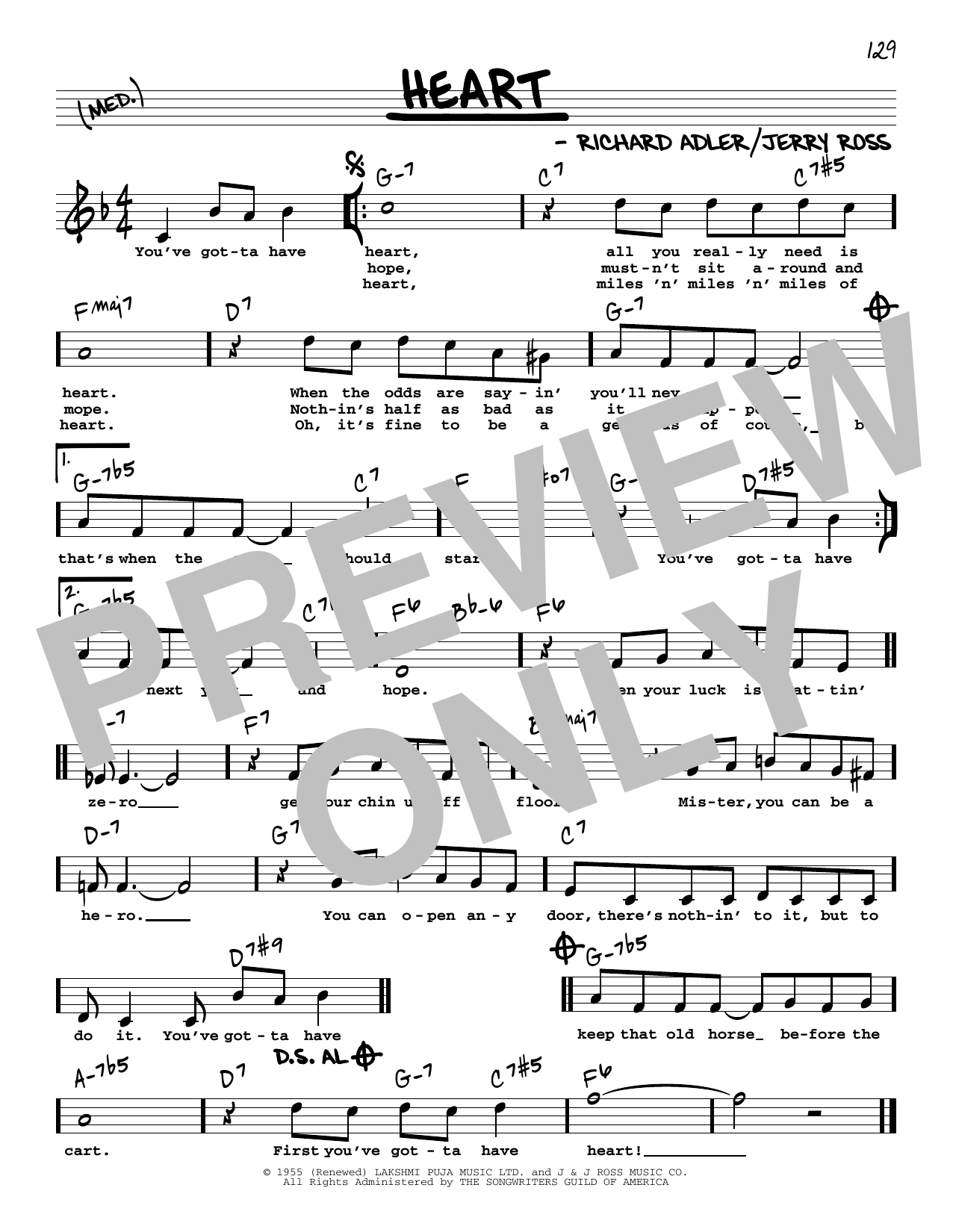 Richard Adler and Jerry Ross Heart (High Voice) (from Damn Yankees) sheet music notes and chords arranged for Real Book – Melody, Lyrics & Chords
