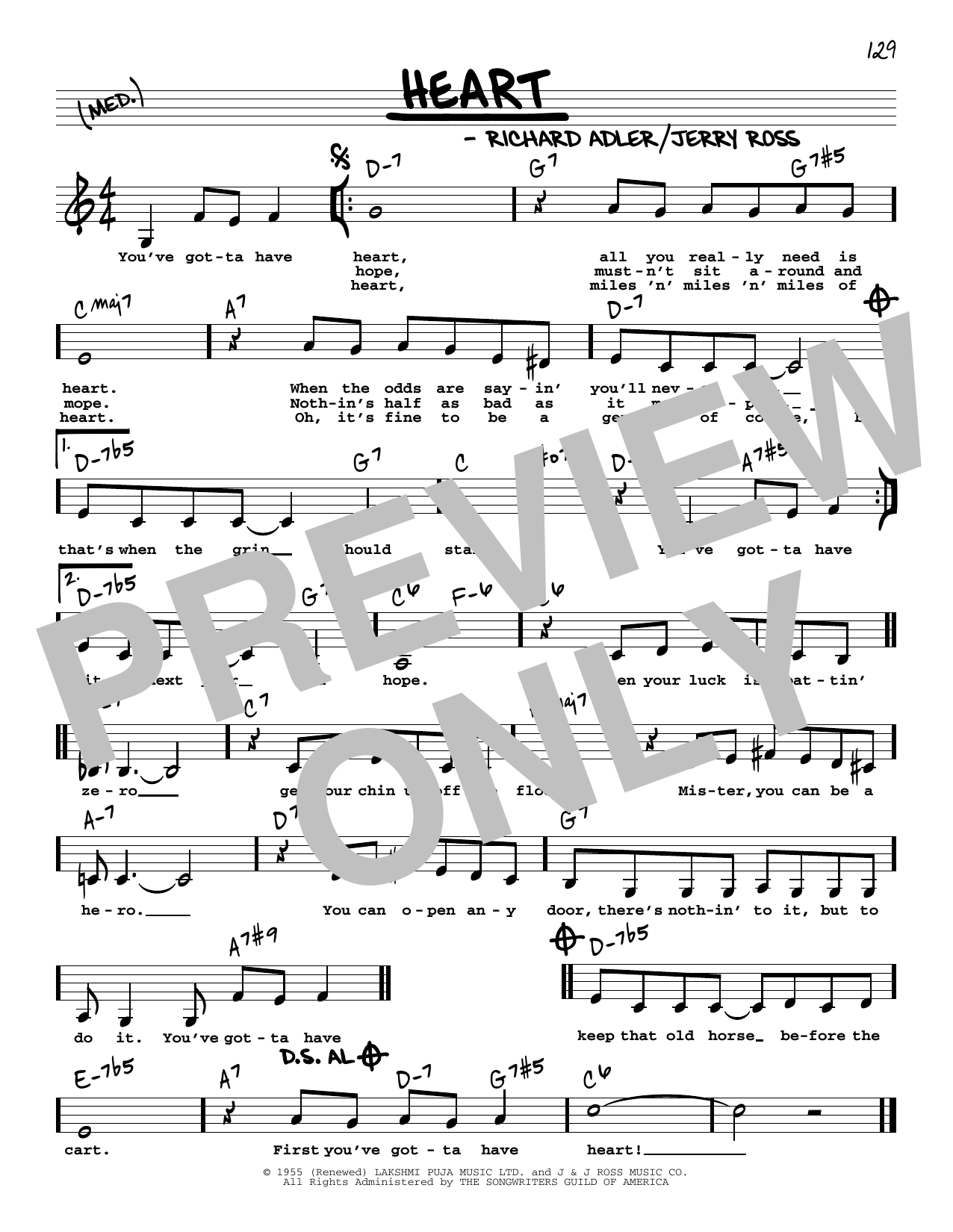 Richard Adler and Jerry Ross Heart (Low Voice) sheet music notes and chords arranged for Real Book – Melody, Lyrics & Chords