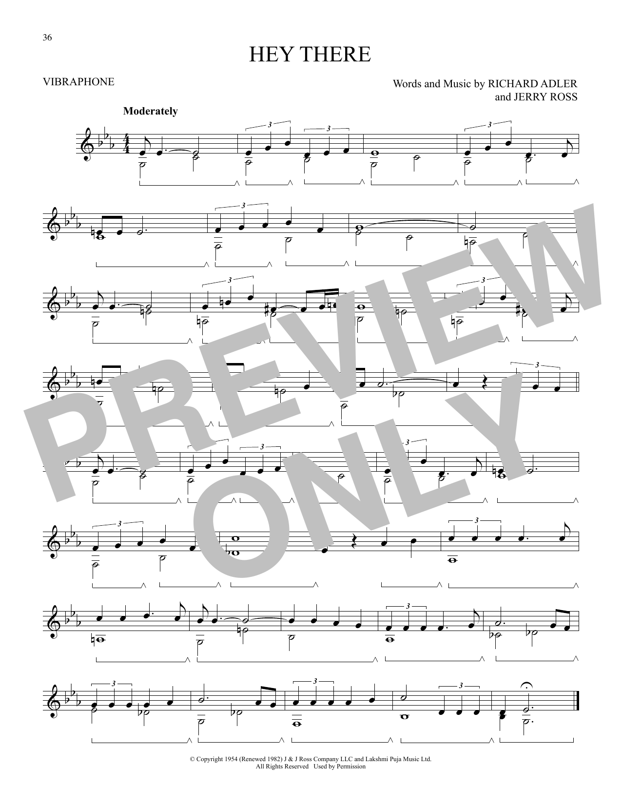 Richard Adler Hey There (from The Pajama Game) sheet music notes and chords arranged for Vibraphone Solo