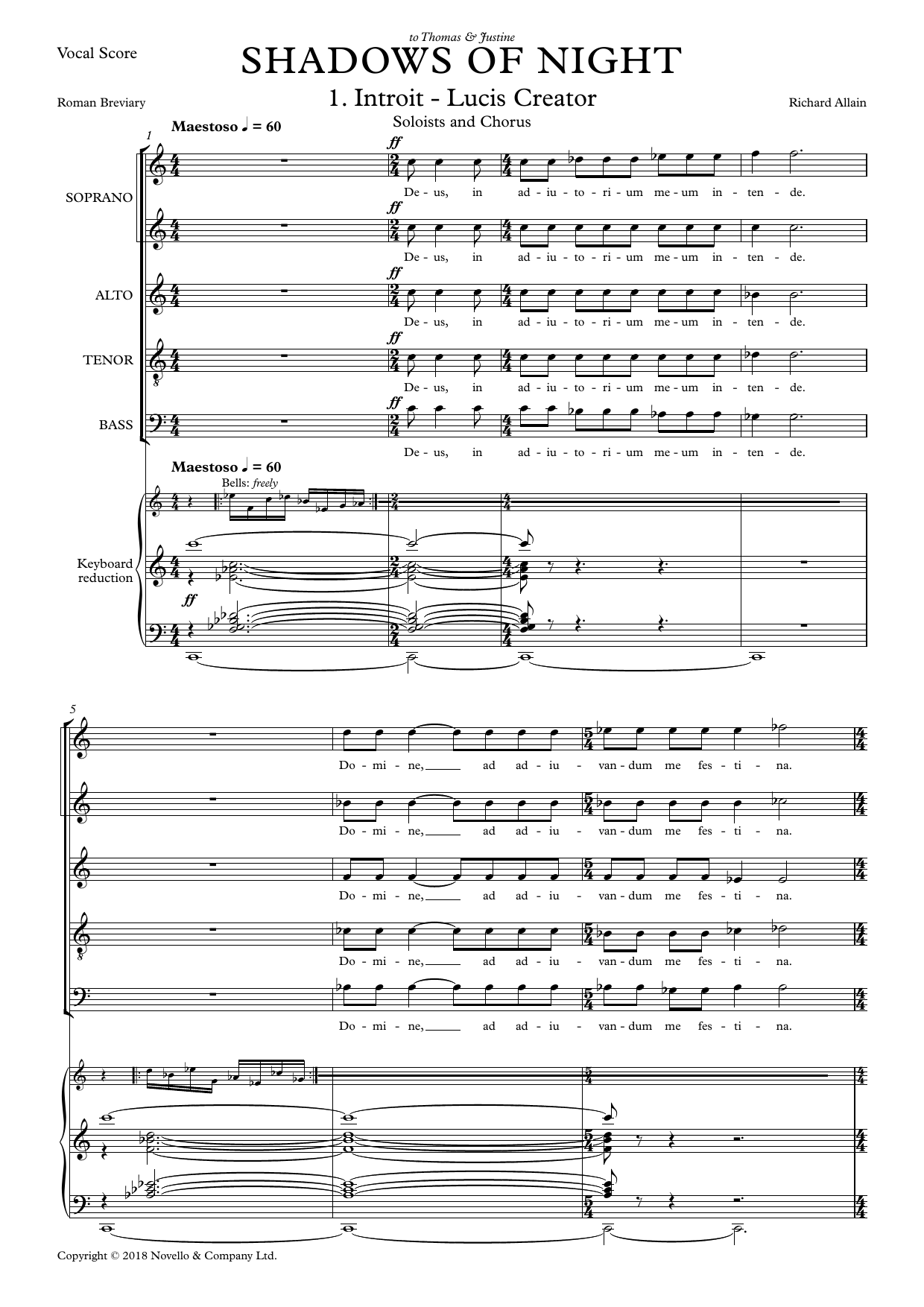 Richard Allain Shadows of Night sheet music notes and chords arranged for SATB Choir