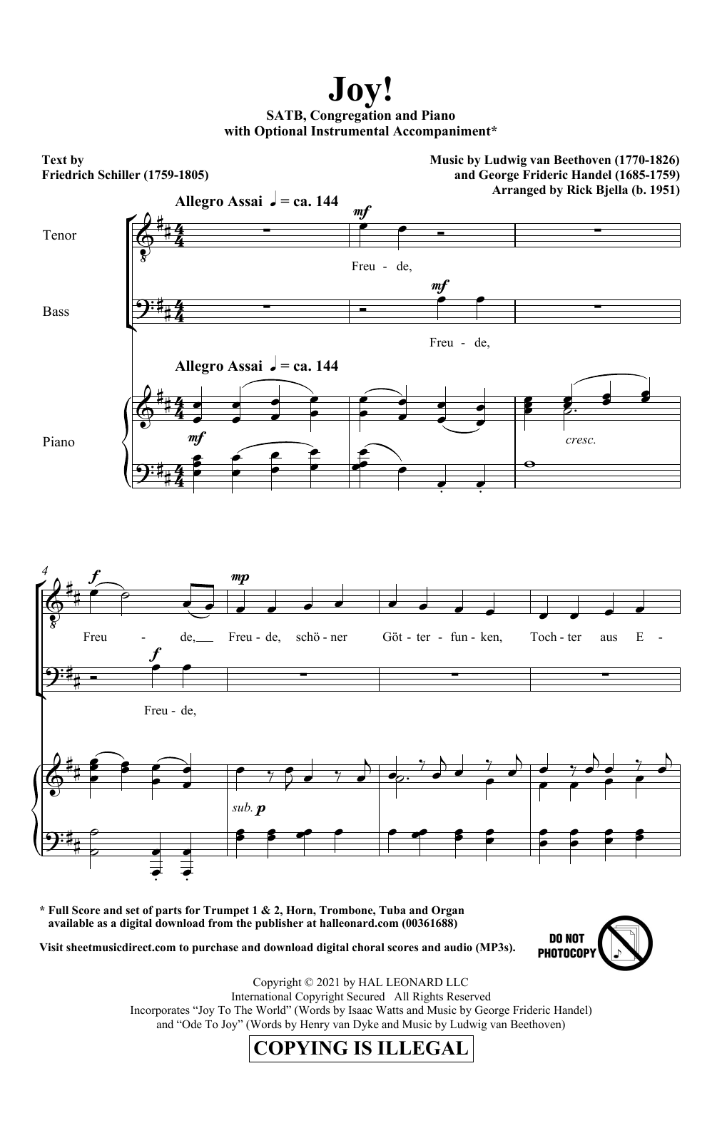 Richard Bjella Joy! sheet music notes and chords arranged for SATB Choir