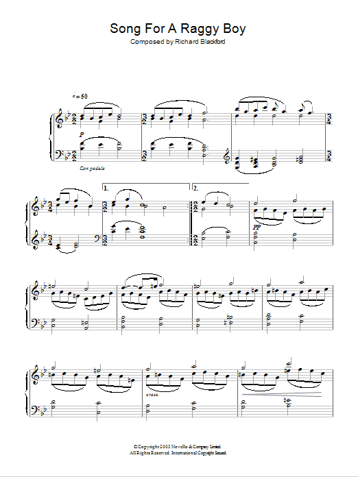 Richard Blackford Song For A Raggy Boy sheet music notes and chords arranged for Piano Solo