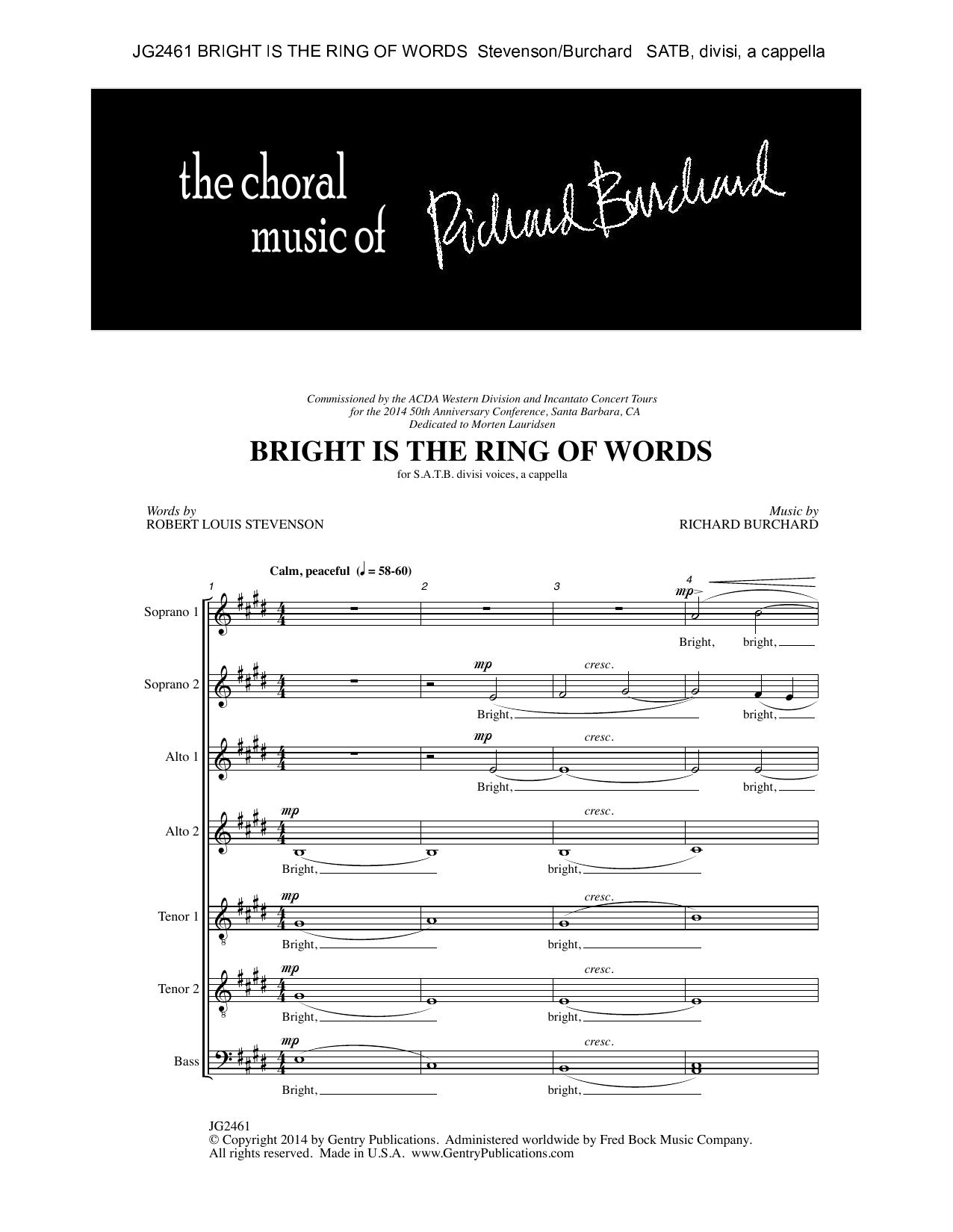 Richard Burchard Bright Is the Ring of Words sheet music notes and chords arranged for SATB Choir