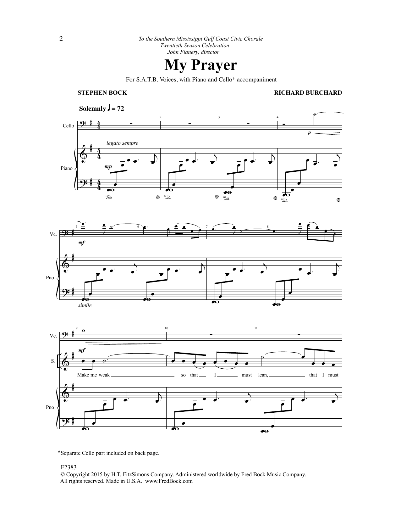 Richard Burchard My Prayer sheet music notes and chords arranged for SATB Choir