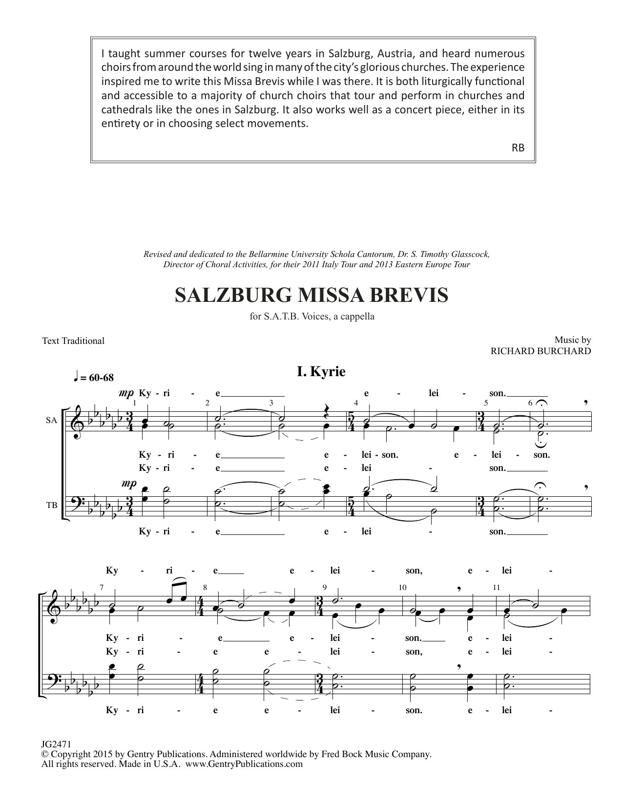 Richard Burchard Salzburg Missa Brevis sheet music notes and chords arranged for SATB Choir