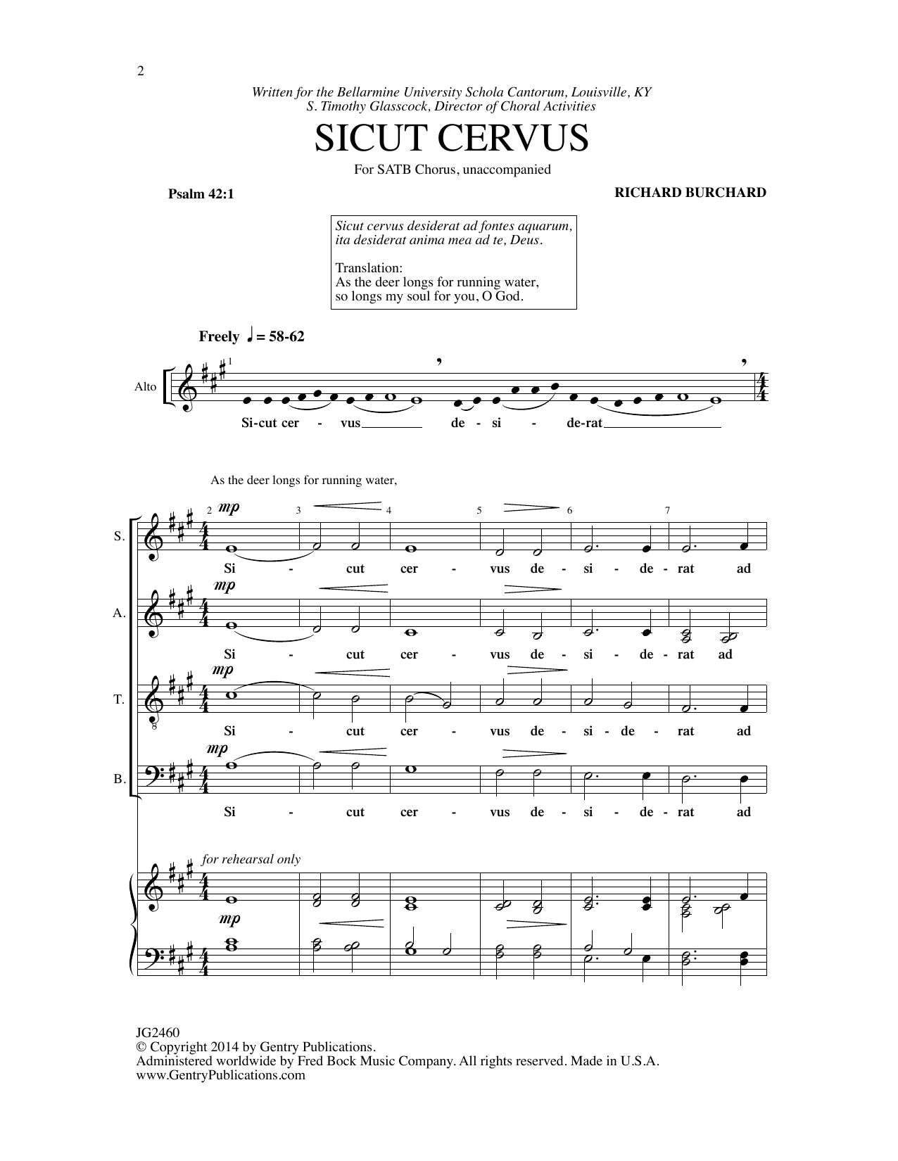 Richard Burchard Sicut Cervus sheet music notes and chords arranged for SATB Choir