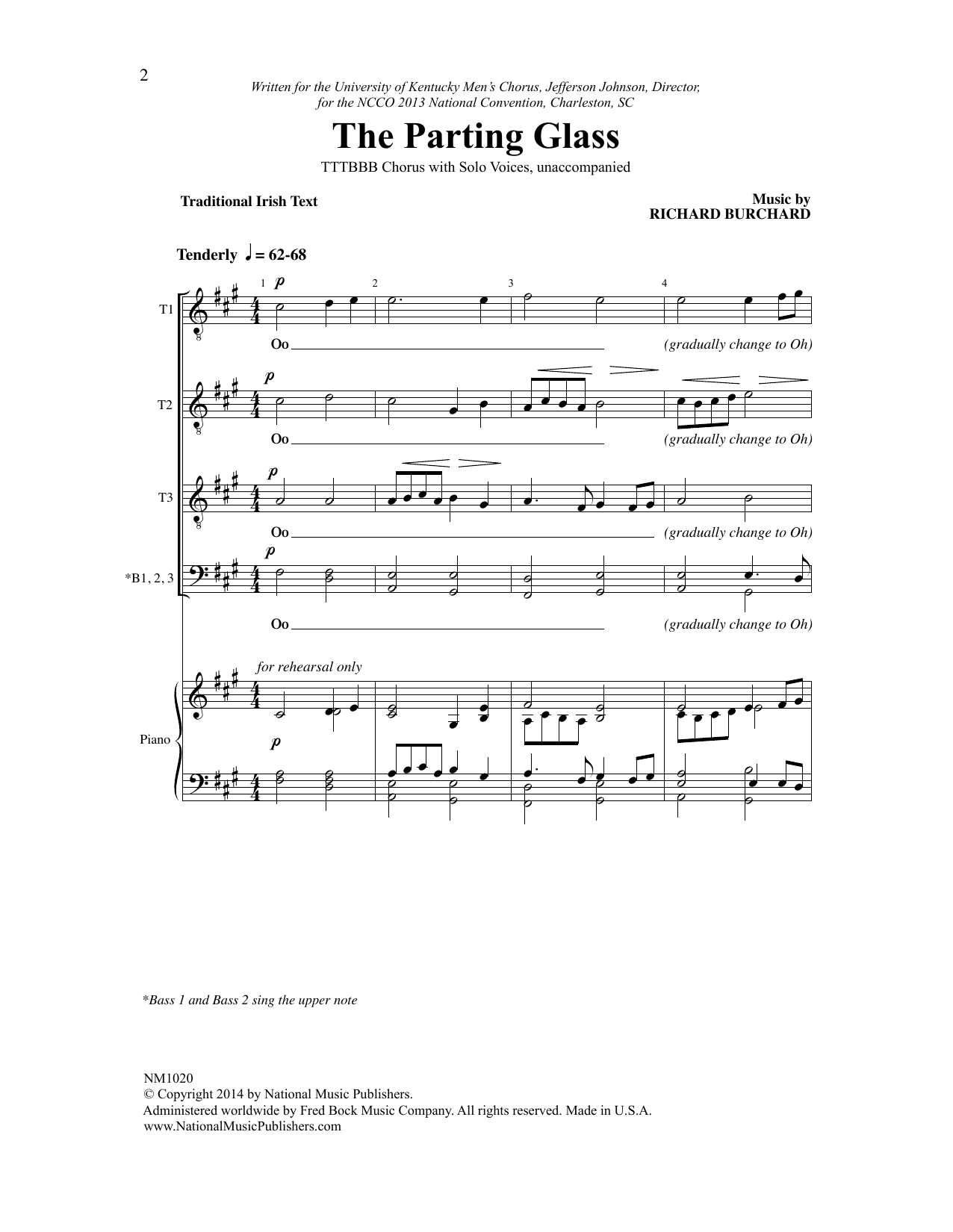 Richard Burchard The Parting Glass sheet music notes and chords arranged for Choir