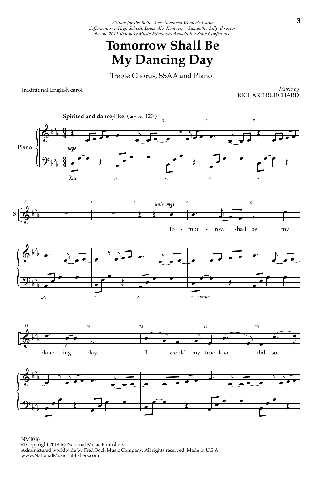 Richard Burchard Tomorrow Shall Be My Dancing Day sheet music notes and chords arranged for SSAA Choir
