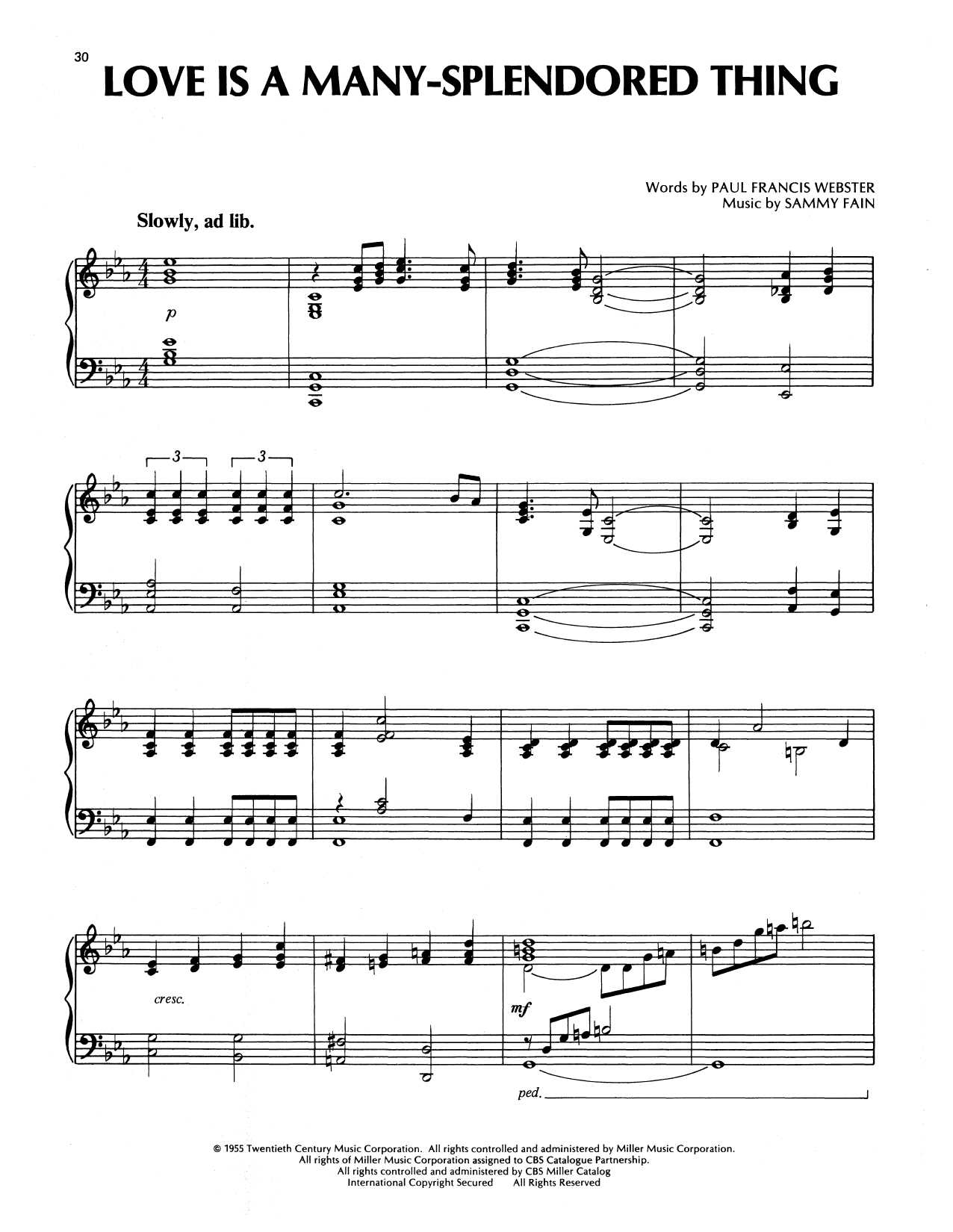 Richard Clayderman Love Is A Many-Splendored Thing sheet music notes and chords arranged for Piano Solo