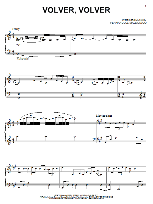 Richard Clayderman Volver, Volver sheet music notes and chords arranged for Piano Solo